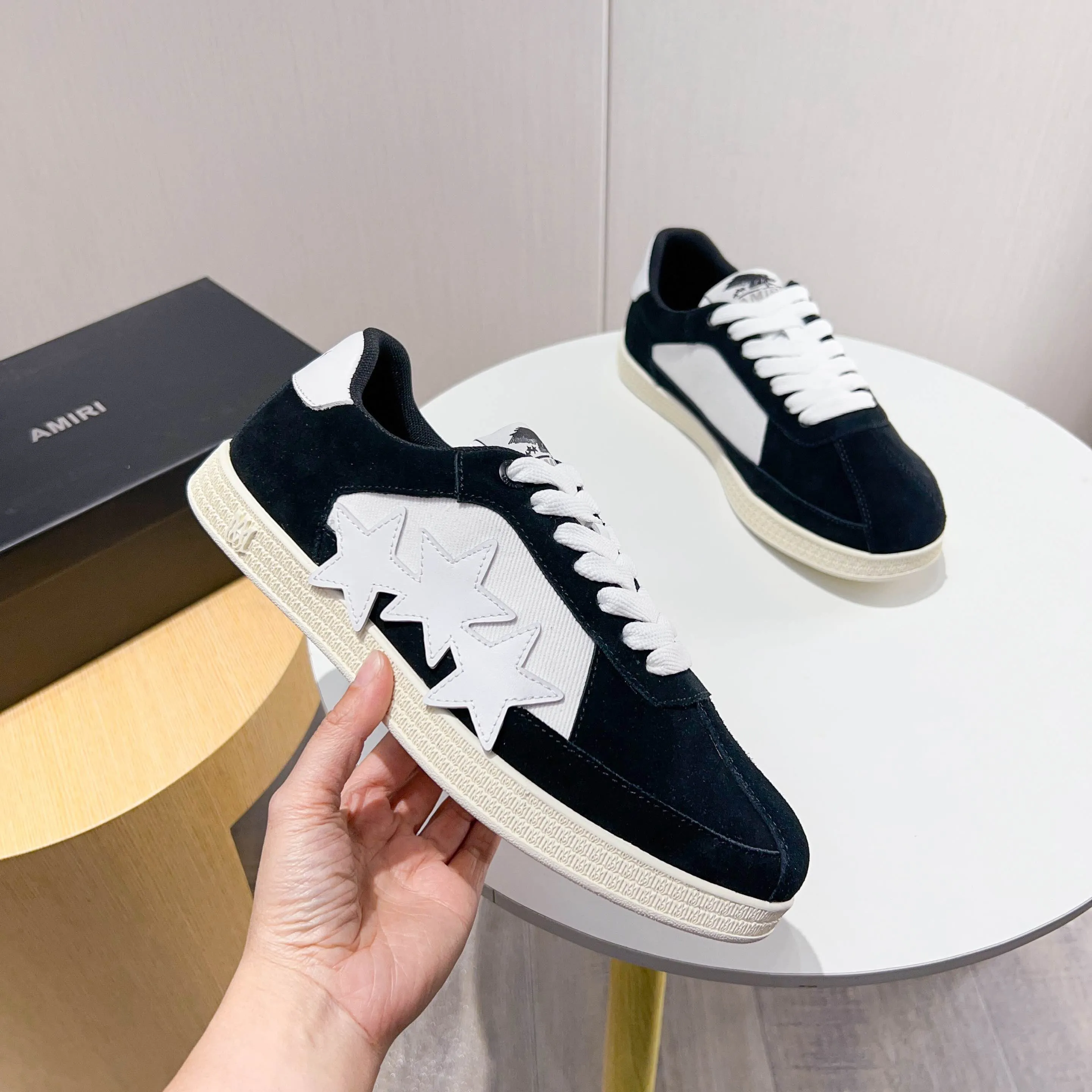 Men's shoes 💰420 [New style] 🌲🌲Balmain - New Amiri trendy shoes, low-top casual sports shoes, the same style as celebrities, made of selected pebbled cowhide and frosted cowhide, original outsole, comfortable on the feet, high-end workmanship, welcome to buy. Size: 39-45 (46 customized)